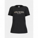 Camiseta con Logo de Corazones en Relieve de GUESS
