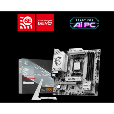 MSI Placa B850M Gaming Plus Socket AM5 Amd Ryzen 7000/8000/9000 / 4X DDR5