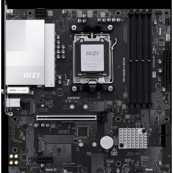 MSI Placa B840M-P WIFI6E Socket AM5 Amd Ryzen 7000/8000/9000 / 4X DDR5