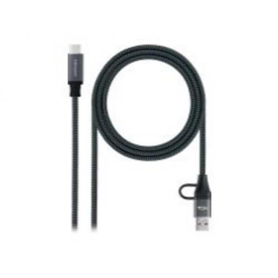 NANOCABLE Usb-c a Usb-a + Usb-c/m 20GBPS 5A/100W Gris/negro (10.01.4111-L150-COMB)
