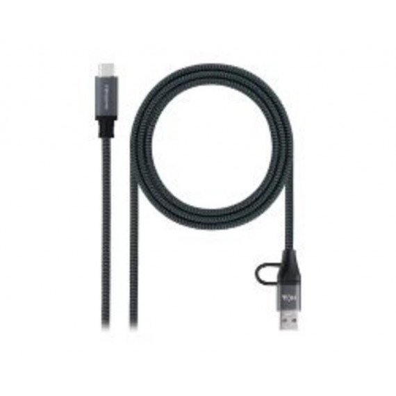 Cable NANOCABLE Usb-c a Usb-a y Usb-c, 20GBPS, 5A/100W, 1M Gris/negro (10.01.4111-COMB)