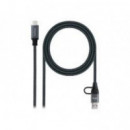 Nanocable USB-C a USB-A+USB-C/M 20Gbps 5A/100W 3m Gris/Negro (10.01.4113-COMB)