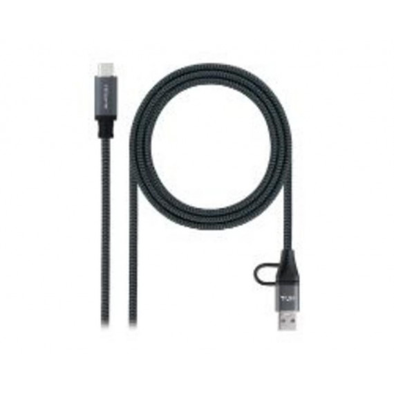 Nanocable USB-C a USB-A+USB-C/M 20Gbps 5A/100W 3m Gris/Negro (10.01.4113-COMB)