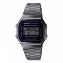 CASIO A168WEGG-1B Reloj Digital Unisex – Negro Grafito, Estilo Retro Vintage, Luz El, Wr, Cronómetro