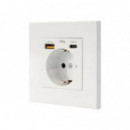 Enchufe de Pared Nanocable Schuko 1XUSB-A Qc 3.0/1XUSB-C Pd 20W Blanco (10.35.0011)  NANO