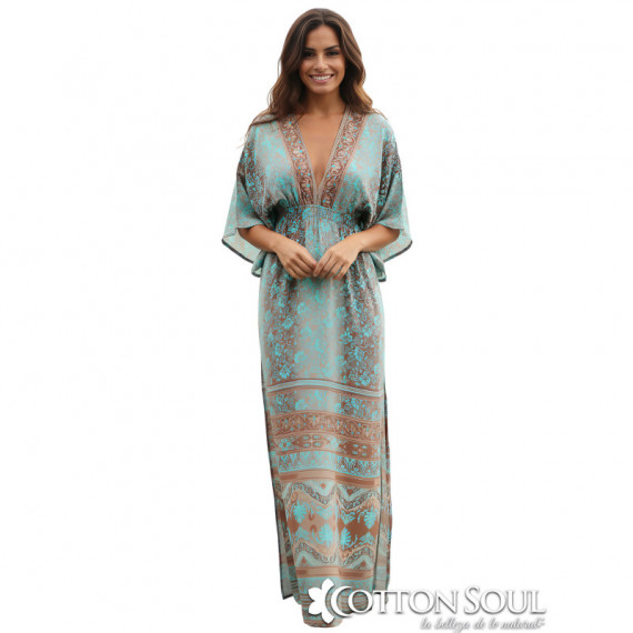 Vestido Crepe de Musgo Tiara Verde Marron COTTON SOUL