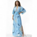 Vestido Crepe de Musgo Tiara Azul COTTON SOUL