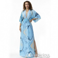 Vestido Crepe de Musgo Tiara Azul COTTON SOUL