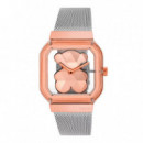 Reloj Analógico con Brazalete de Acero y Acero Rosado D-bear Party  TOUS