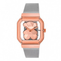 Reloj Analógico con Brazalete de Acero y Acero Rosado D-bear Party  TOUS