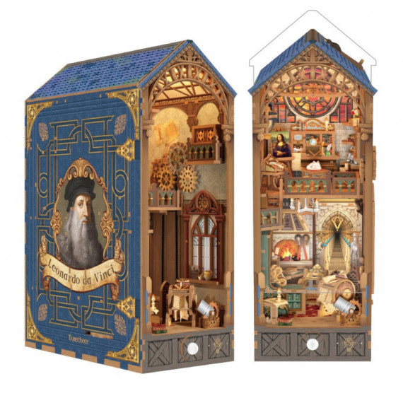 Maqueta book nook Taller de Leonardo Da Vinci luz y sensor
