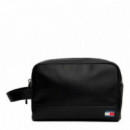 Tjm Heritage Leather Washbag Black  TOMMY HILFIGER