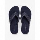 Th Wedge Cornrow Beach Sandal Space Blue  TOMMY HILFIGER