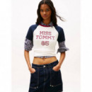 Tjw Slim Sh Miss Tommy Ss Tee Ancient Wh  TOMMY JEANS