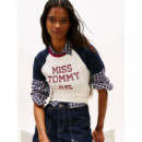 Tjw Slim Sh Miss Tommy Ss Tee Ancient Wh  TOMMY JEANS