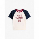 Tjw Slim Sh Miss Tommy Ss Tee Ancient Wh  TOMMY JEANS