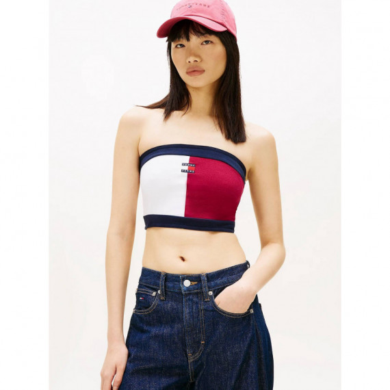Tjw Flag Badge Tube Top Lavish Cerise /  TOMMY JEANS