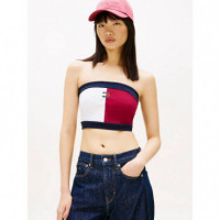 Tjw Flag Badge Tube Top Lavish Cerise /  TOMMY JEANS