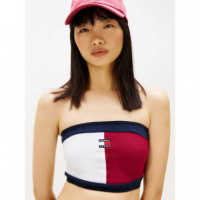 Tjw Flag Badge Tube Top Lavish Cerise /  TOMMY JEANS