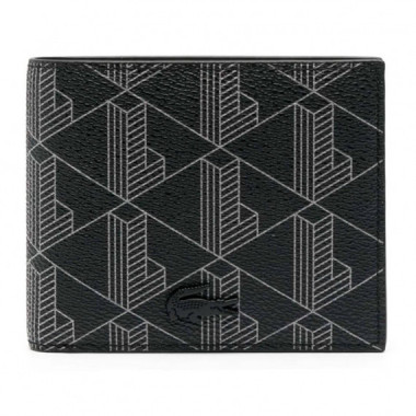 S Billfold Monogram Noir Gris  LACOSTE