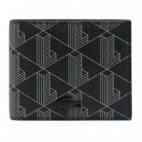 S Billfold Monogram Noir Gris  LACOSTE