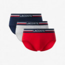 Slip Marine/argent Chine-rouge  LACOSTE
