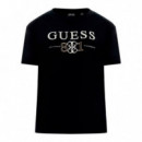 Camiseta con Logo Bordado  GUESS