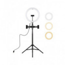 PULUZ Kit Tripode con Anilla Multi Luz Led 30CM Vlogging para Videos de Transmision en Vivo con USB