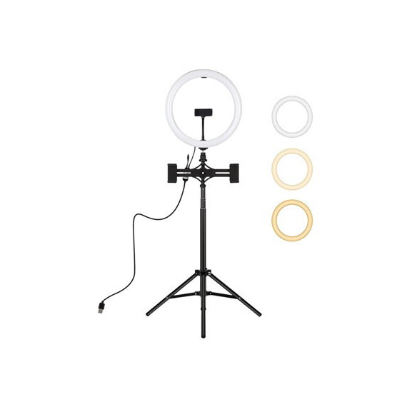 PULUZ Kit Tripode con Anilla Multi Luz Led 30CM Vlogging para Videos de Transmision en Vivo con USB