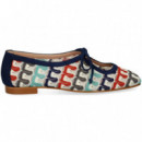 Bailarina Acordonada Multi Azul  MIUXA