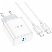 Cargador Usb-c 20W+ Cable Usb-c a Usb-c HOCO C104A Blanco