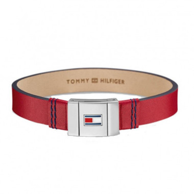 Pulsera Cuero Rojo Cierre Bandera  TOMMY HILFIGER