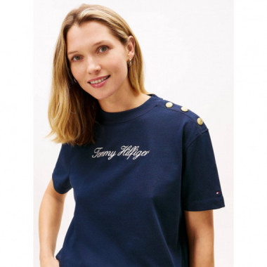 Gold Btn Script Mdrn Ss Tee Dark Night N  TOMMY HILFIGER