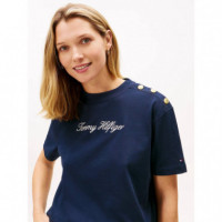 Gold Btn Script Mdrn Ss Tee Dark Night N  TOMMY HILFIGER