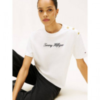 Gold Btn Script Mdrn Ss Tee Ecru  TOMMY HILFIGER