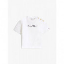 Gold Btn Script Mdrn Ss Tee Ecru  TOMMY HILFIGER
