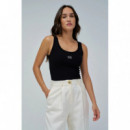 Camisetas Mujer Top SALSA JEANS Básico Canalé Negro