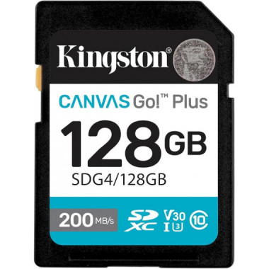 Tarjeta de Memoria Kingston Canvas Go Plus SDXC Gen4 200MB/s C10 UHS-I U3 V30 128GB