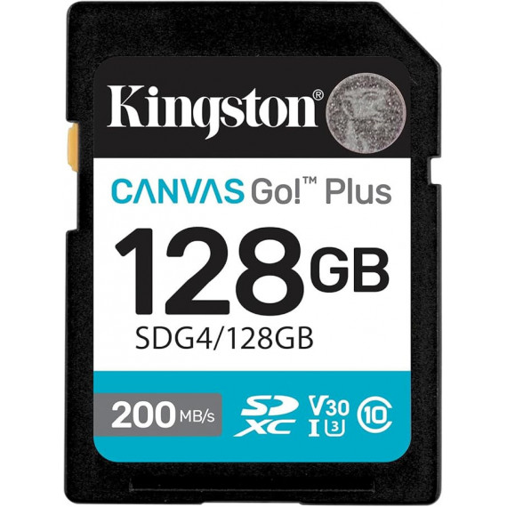 Tarjeta de Memoria Kingston Canvas Go Plus SDXC Gen4 200MB/s C10 UHS-I U3 V30 128GB