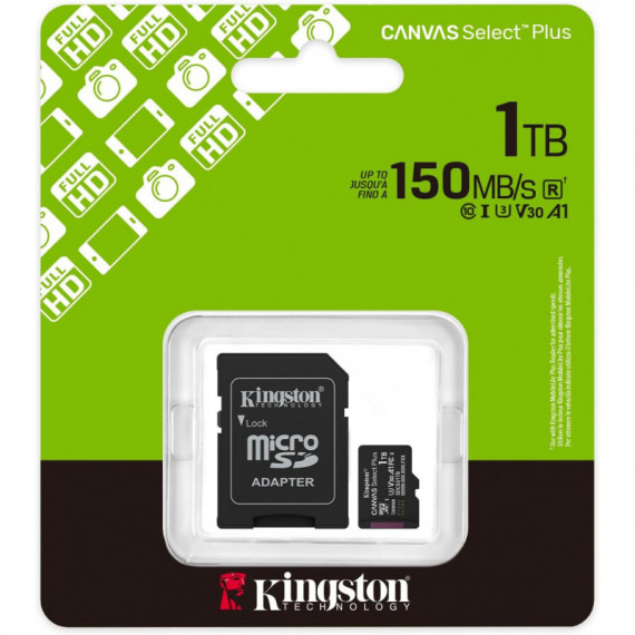 Tarjeta de Memoria Kingston Canvas Select Plus 1TB microSDXC Gen3 150MB/s