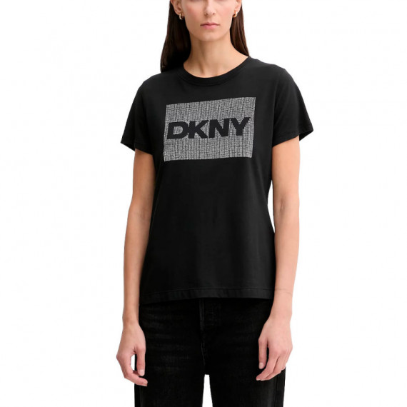 Camiseta Box Rhinestone Logo  DKNY