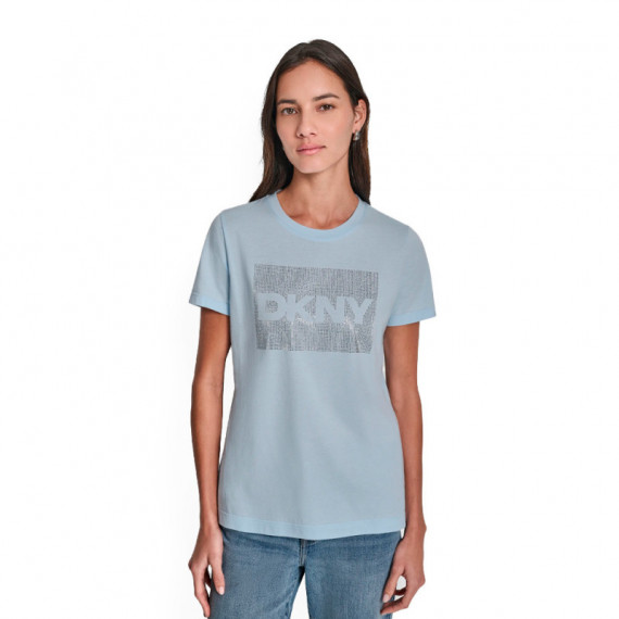 Camiseta Box Rhinestone Logo  DKNY