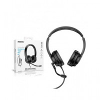 ACCETEL Auricular de Casco EP300B  Enc Microfono y con Cable Conector Tipo C Negro