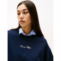 Classic Script Terry Sweatshirt Dark Nig  TOMMY HILFIGER