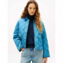 Padded Flag Quilted Jacket Cyclone Haze  TOMMY HILFIGER