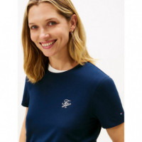 Th Script Reg C-nk Ss Tee Dark Night Nav  TOMMY HILFIGER