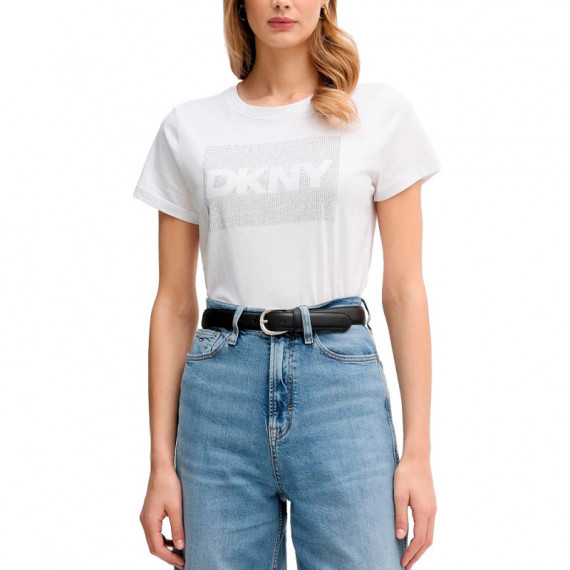 Camiseta Box Rhinestone Logo Crew Neck