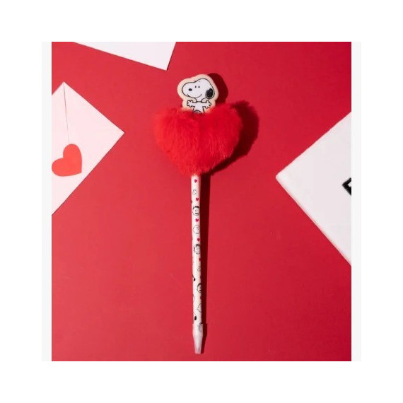 Boligrafo Snoopy con pompon San Valentin