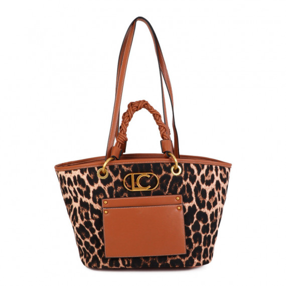 Bolso Shopper leopardo y efecto piel