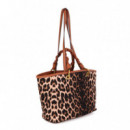 Bolso Shopper leopardo y efecto piel